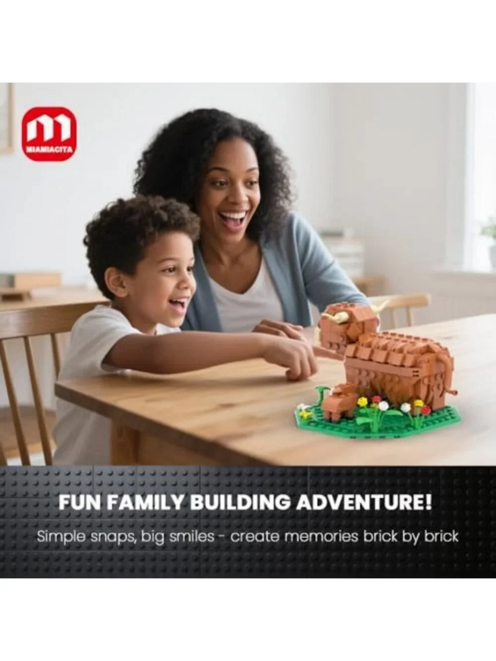 Highland Cow Building Set - Farm Animal Brick Kit, STEM Toy for Kids & Adults
